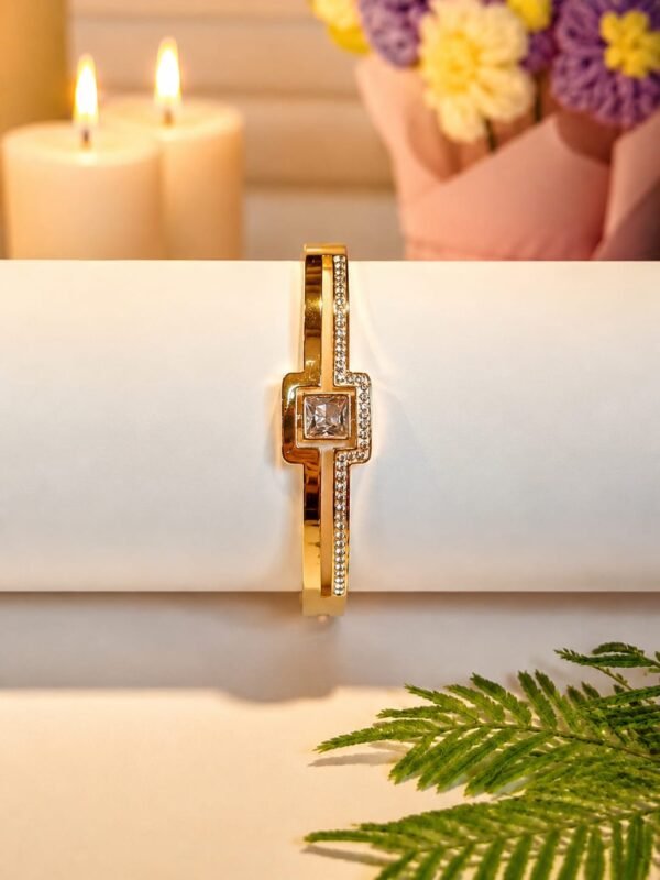 The Solitaire Crown Bangle