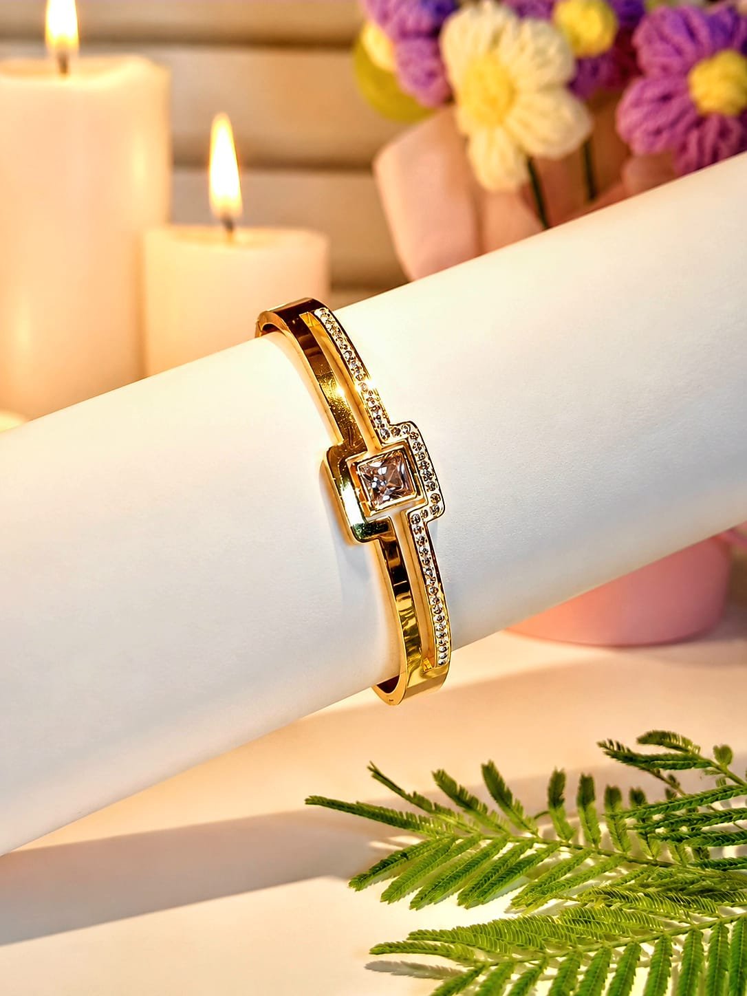 The Solitaire Crown Bangle